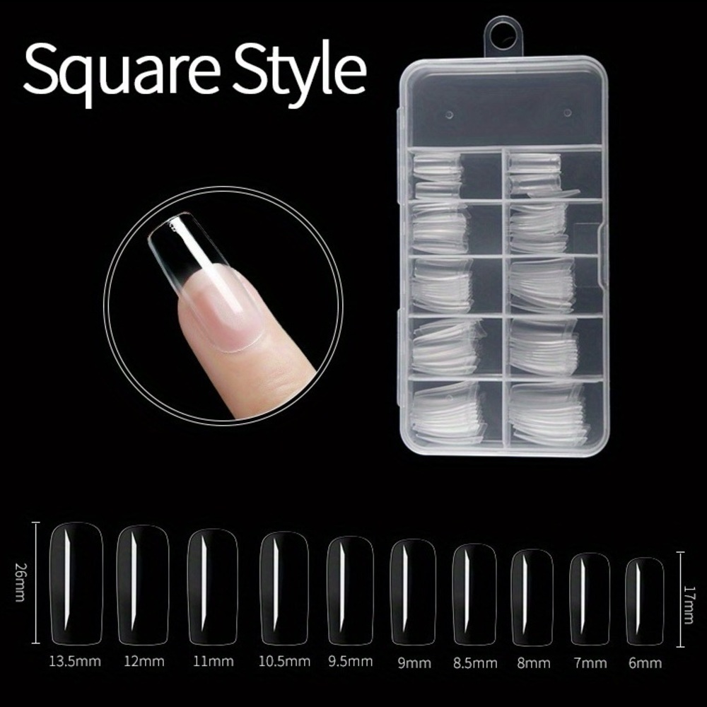 Square Shape Clear Press On Nails!